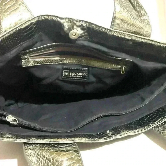 Sondra Roberts black silver snakeskin leather shoulder handbag - Picture 5 of 7